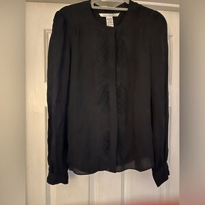 DIANE VON FURSTENBERG Silk Lace Panel Blouse | Size 6